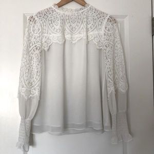 White House Black Market Lace Yoke Blouse